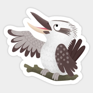 Cute funny laughing kookaburra cartoon Sticker